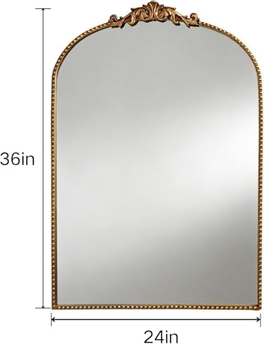ZIYOO Vintage Baroque Arched Wall Mirror 36"x24" - Image 6