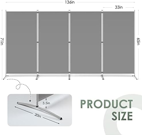 RANTILA 4 Panel Room Divider, 6 Ft Tall Folding Privacy Screen Room Dividers - Image 2