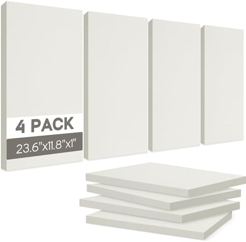 BUBOS 4-Pack Fabric Acoustic Panels 23.6x11.8x1", Self-Adhesive Sound Panel by BUBOS