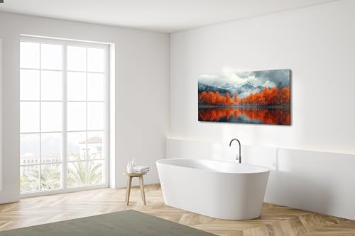 Lasdel Beautiful Autumn Lakeside Forest Landscape Wall Art - Image 6