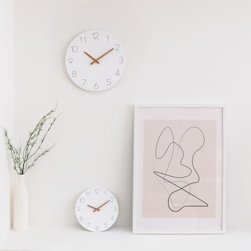 mooas Flatwood Wall Clock, 9.8" Non-Ticking Sweep Movement - Image 5