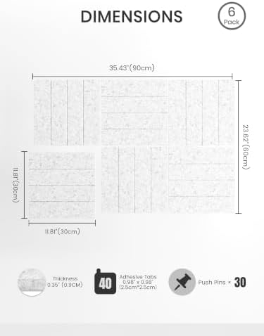 Bumusty 36" x 24" Large Cork Board Alternative, Minimalist Gray - Image 2