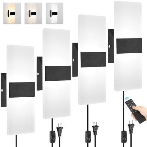 GOODATE 4 Pack Plug in Wall Sconces by GOODATE