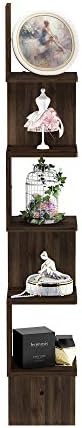 Furinno Rossi 5-Tier Wall Mount Floating Corner Square Shelf, Columbia Walnut - Image 3