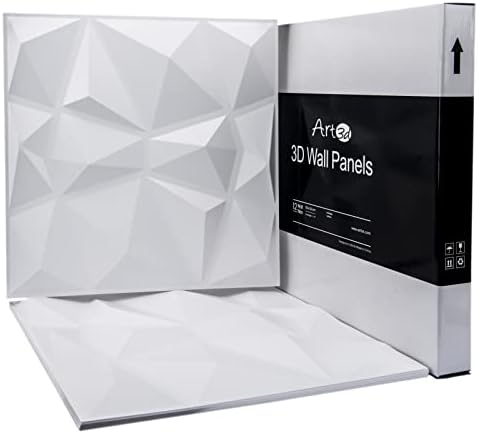 Art3d 12 Pack 3D Diamond Design Wall Panels 19.7"x19.7" PVC Panel - Image 3