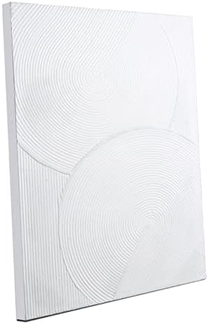 Zessonic White Boho 3D Textured Hand-painted Abstract Wall Art by Zessoinc