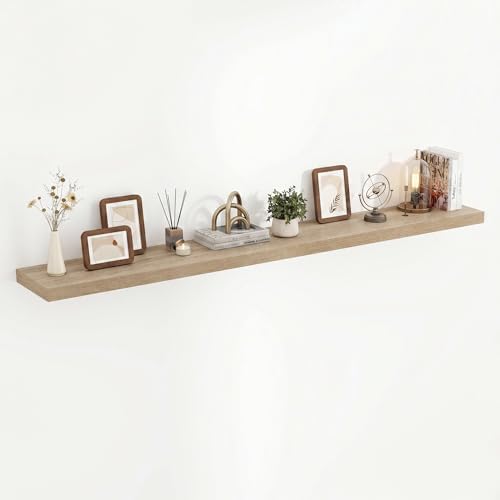 Acovy 72 Inch Floating Shelves, 3D Textured Wood Grain, Wooden Shelves by Acovy