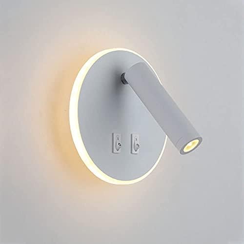 8W LED Wall Lights with 3W Accent Reading Light?Round Wall Wash Lamp with by SHREALMS