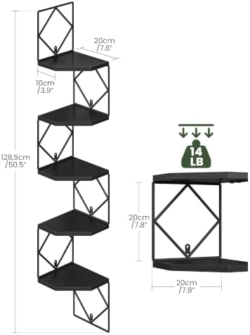 CHOEZON 5-Tier Corner Shelf, Floating Shelf, Wall-Mounted Storage Shelf - Image 3