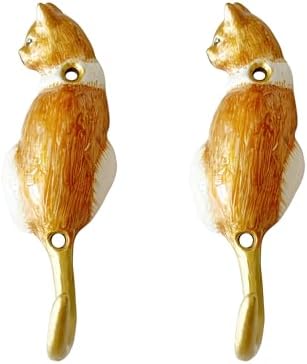 2 Pack Decorative Wall Hooks, Vintage Cat Shaped Metal Wall Hook by Pasiir