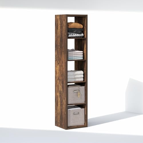 Furinno Cubic Extra Thick 5-Cube Closet Organizers and Storage, Amber Pine - Image 5