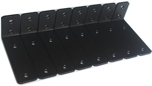 8 Pack - L 5" x H 2" x W1.5, 5mm Thick Black L Shelf Bracket, Iron Shelf by MHMYDZ