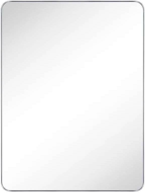 GRACTO 30 x 40'' Polished Nickel Rectangle Bathroom Vanity Mirror - Image 2