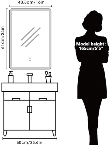 WARM&LOVE 16 x 24 Inch LED Bathroom Mirror, Hand Wave Anti-Fog Bathroom Mirror - Image 6