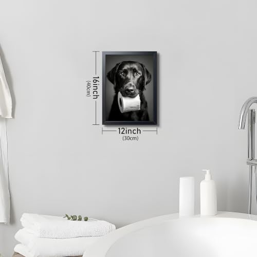 Black and White Bathroom Wall Art, Funny Labrador Dog Canvas Prints Poster - Image 4