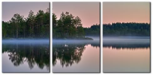 Pacimo 3 Pieces Canvas Wall Art Print Misty Lake Sunrise Wall Decor by Pacimo