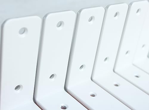 6 Pack - L 6" x H 4" x W1.5, 5mm Thick White L Shelf Bracket, Iron Shelf - Image 4