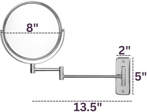 JERDON Wall-Mounted Makeup Mirror - Image 4