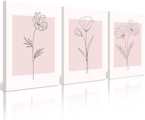 Pink Wall Art Pictures Decor Blush Pink Flower Canvas Painting Floral Botanical by Baccone