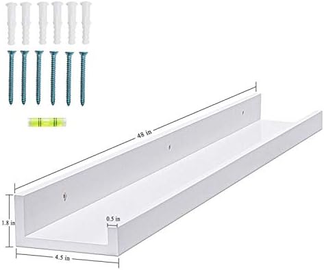AZSKY 48 Inch Picture Ledge Shelf Floating Shelves Wall Mounted Set of 2 White - Image 3
