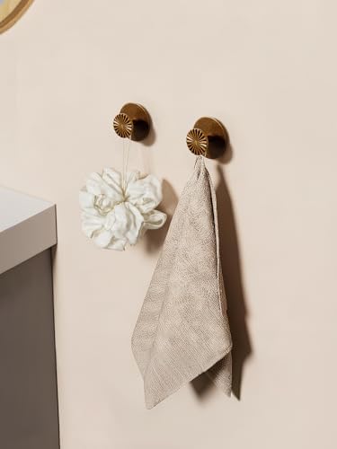 4 Pack Adhesive Coat Hooks for Bathrooms Antique Brass Wall Robe Towel Hooks - Image 4