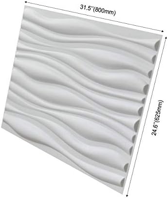 Art3d Decorative 3D Wall Panels Big Wave Deisgn, 31.5"x24.6" Matt White - Image 4