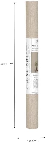 Simplify Jute Adhesive Removable Wallpaper 20.85x196 Inch Beige Color | Peel - Image 5