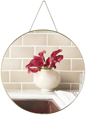 Funerom Gold Round Wall Mirror 15.4 Inches Circle Mirror Bathroom Mirrors by Funerom