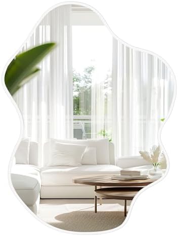 White Bathroom Mirror, Iregular Wall Mirror 22x30 Inch by DUQIMOWALLMIRRORS