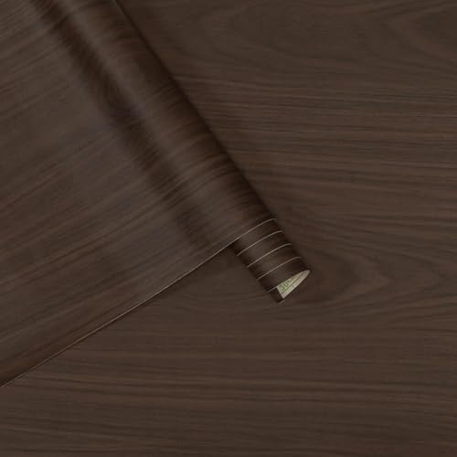 Extra Wide Wood Contact Paper Walnut Vinyl Wrap Dark Wood Grain Wallpaper - Image 6