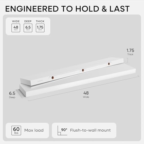 Homeforia 48 Inch Floating Shelves, High-End Solid Pine Wood - Image 2