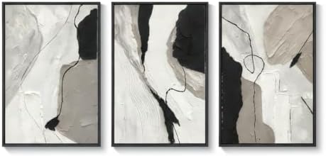 3D Textured Hand Painted Abstract Boho Grey Wall Art - Image 2