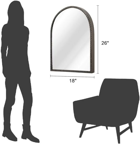 Arched Mirror for Wall, Retro Metal Beaded Frame Decorative Mirror for Vanity - Image 7