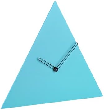 Modern Triangle Wall Clock MDF Wood, Minimalist Design, Turquoise Blue - Image 4
