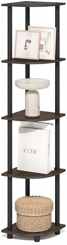 Furinno Turn-N-Tube Corner Shelf, 5-Tier Corner Bookshelf, Open Storage Shelves by Furinno-FitsYourSpaceFitsYourBudget