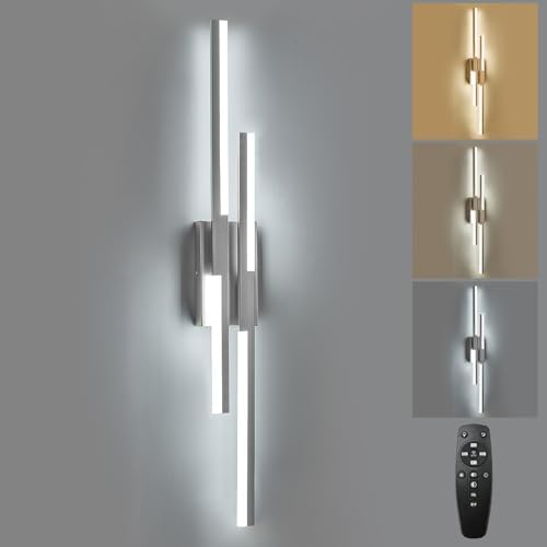 Benkut Modern LED Wall Sconce Silver Remote Wall Light Fixtures by Benkut