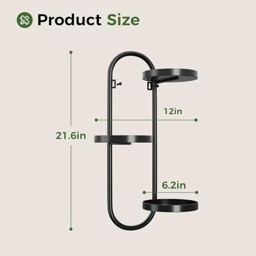 Laposso 3 Tier Wall Planter Metal Plant Hanger Indoor Black - Image 5