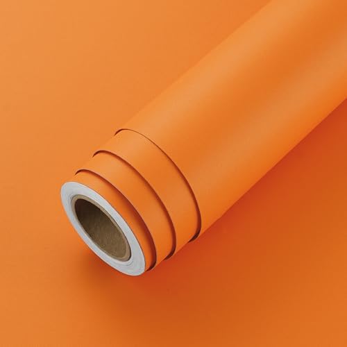 LaCheery 15.8inx46ft Warm Orange Removable Wallpaper Peel and Stick Solid Color by LaCheery