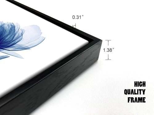 Pyradecor Black Framed Wall Art Blue Flickering Flower Modern Paintings Canvas - Image 6