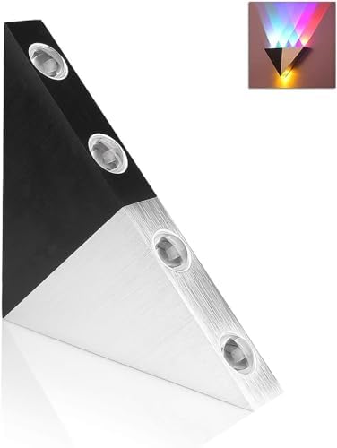 Triangle LED Wall Light | 5W Up Down Wall Sconce Silver & Black Finish | - Image 5