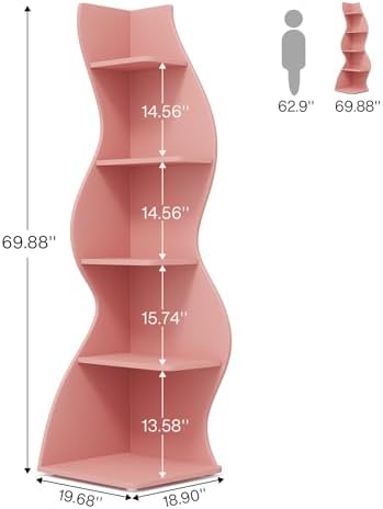 Tribesigns Corner Shelf, Modern 5-Tier Wall Corner Bookshelf, Stylish Corner - Image 3