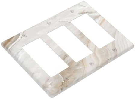 Light Switch Covers Beige Marble Pattern 3 Gang Rocker Electrical GFCI - Image 3