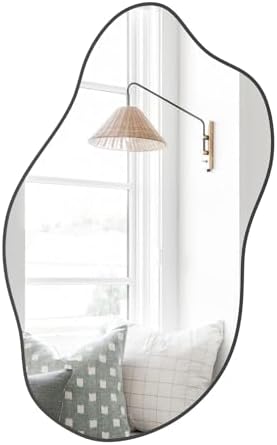 20x33 Inch Irregular Black Bathroom Wall Mirror Asymmetrical Vanity Mirror by GumcolyHomeDecoration