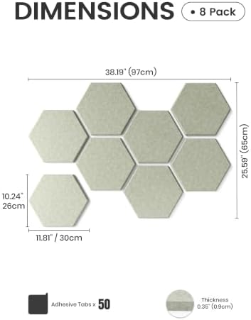 Fluxynara 8-Pack Hexagon Felt Bulletin Board Tiles - Image 2