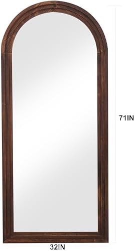 Otlsh Full Length Mirror, Wood Frame, Standing Mirror, Wall Mirror-Walnut - Image 2