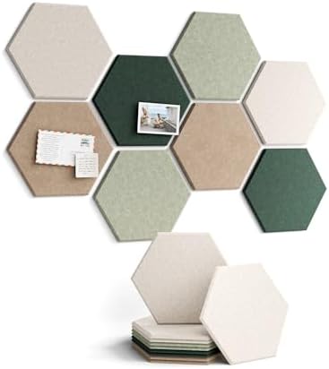 Fluxynara 8-Pack Hexagon Felt Bulletin Board Tiles, Nordic Moss-1 by FLUXYNARA
