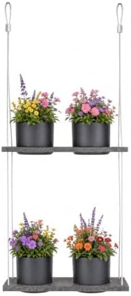 Hanging Planter Line, Plant Hanger, Coffee Brown, 4 Pots Shelf by Vioscapes