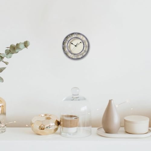SAC SMARTEN ARTS 8" Silent Quartz Wall Clock Non-Ticking Digital Silver Clocks - Image 4
