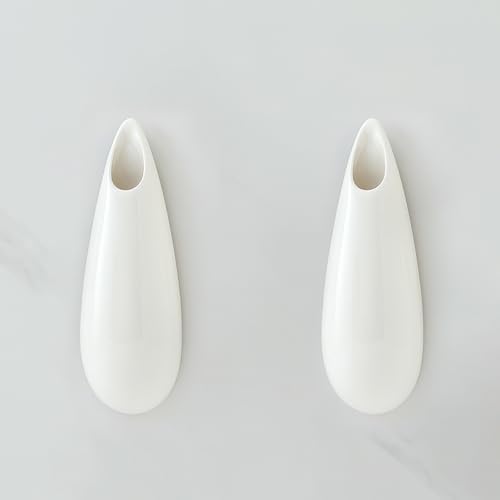 White Ceramic Wall Vases, 7.9 Inch, Teardrop Design by GDSZJLJ