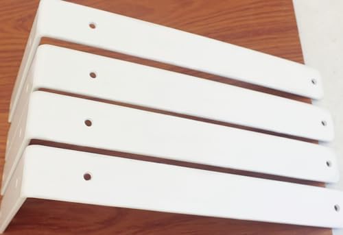 4 Pack - L 12" x H 8" x W1.5, 5mm Thick White L Shelf Bracket, Iron Shelf - Image 3